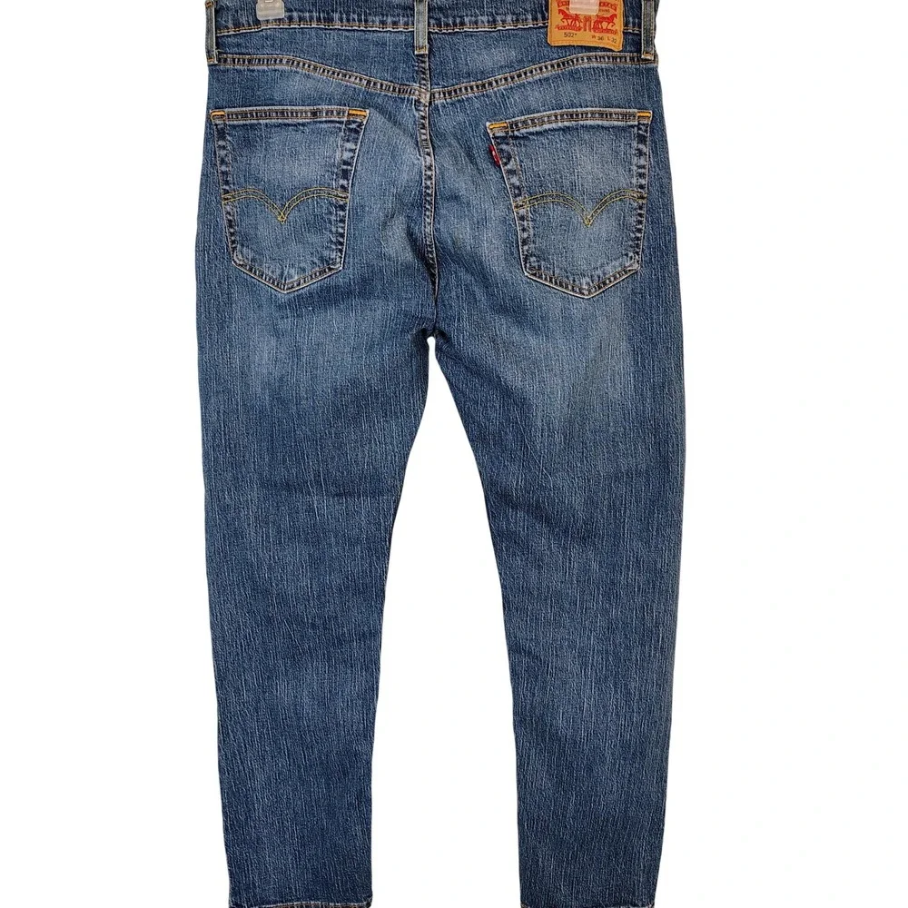 Levis 502 Taper Fit Mens Blue Denim Jeans Medium Wash 36x32 preppy zip